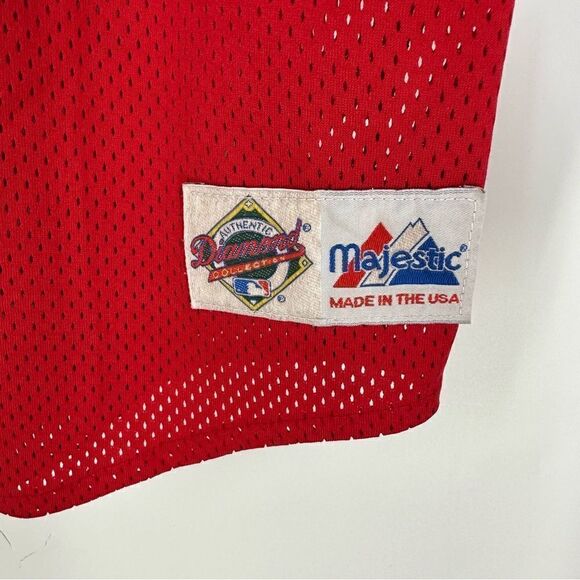 ST. LOUIS CARDINALS MLB Vintage Diamond Majestic Mesh Button Jersey Size XXL - Picture 2 of 7
